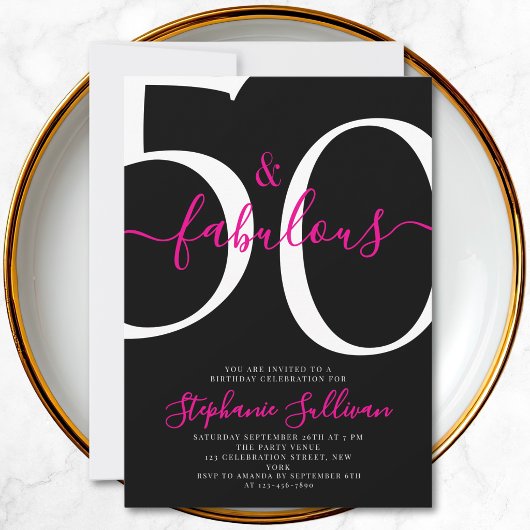 Invitation Fifty and Fabulous Script 50th Birthday Party