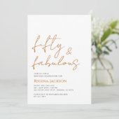 Invitation Fifty And Fabulous Script Gold 50th Birthday Party (Debout devant)