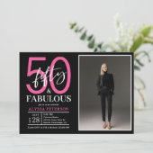 Invitation Fifty and Fabulous Script Photo 50th Birthday  (Debout devant)