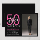 Invitation Fifty and Fabulous Script Photo 50th Birthday  (Devant / Derrière)