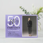 Invitation Fifty and Fabulous Script Photo 50th Birthday (Debout devant)