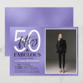Invitation Fifty and Fabulous Script Photo 50th Birthday (Devant / Derrière)