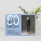 Invitation Fifty and Fabulous Script Photo 50th Birthday (Debout devant)