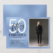 Invitation Fifty and Fabulous Script Photo 50th Birthday (Devant / Derrière)