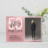 Invitation Fifty and Fabulous Script Photo 50th Birthday (Debout devant)