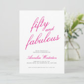 Invitation Fifty and Fabulous Script Pink 50th Birthday Party (Debout devant)
