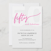 Invitation Fifty and Fabulous Script Pink 50th Birthday Party (Devant)