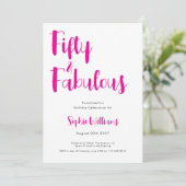 Invitation Fifty and Fabulous Script Pink 50th Birthday Party (Debout devant)