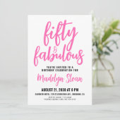 Invitation Fifty and Fabulous Script Pink 50th Birthday Party (Debout devant)