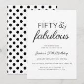 Invitation Fifty and Fabulous Script Text 50th Birthday Party (Devant / Derrière)