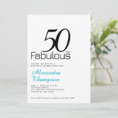 Invitation Fifty and Fabulous Turquoise 50th Birthday Party (Debout devant)