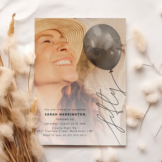 Invitation Fifty Balloon String | Photo 50th Birthday Party
