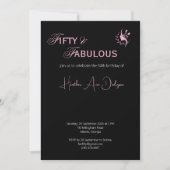 Invitation Fifty & Fabulous Black and Pink Script Minimalist  (Devant)