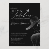 Invitation Fifty & Fabulous Black Glam 50th Birthday (Devant)