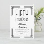 Invitation Fifty Fabulous Black White Art Deco 50th Birthday (Debout devant)