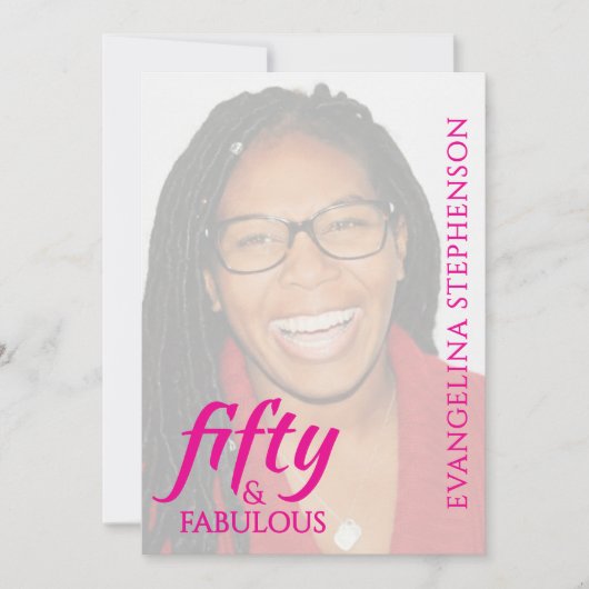 Invitation Fifty Fabulous Fiftieth 50th Birthday Pink Photo (Devant)