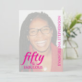 Invitation Fifty Fabulous Fiftieth 50th Birthday Pink Photo (Debout devant)