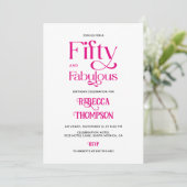 Invitation Fifty Fabulous Hot Pink Script 50th Birthday (Debout devant)