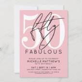Invitation Fifty Fabulous Pink 50th Birthday (Devant)