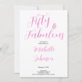 Invitation Fifty & Fabulous Pink Black 50th Birthday Party (Devant)
