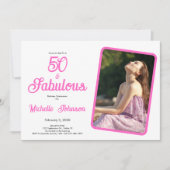 Invitation Fifty & Fabulous Pink Black 50th Birthday Party (Devant)