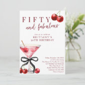 Invitation Fifty & Fabulous Red Cherry Martini 50th Birthday (Debout devant)