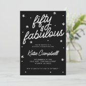 Invitation Fifty Fabulous Script Black White 50th Birthday (Debout devant)