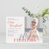 Invitation Fifty & Fabulous Script Photo 50th Birthday (Debout devant)
