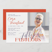 Invitation Fifty & Fabulous Script Photo 50th Birthday (Devant / Derrière)