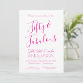 Invitation Fifty Fabulous Script Pink 50th Birthday Party (Debout devant)