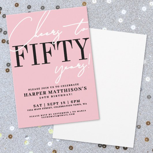 Invitation Fifty Pink 50th Birthday Party