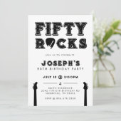 Invitation Fifty Rocks Guitar Pick 50th Birthday Party (Debout devant)