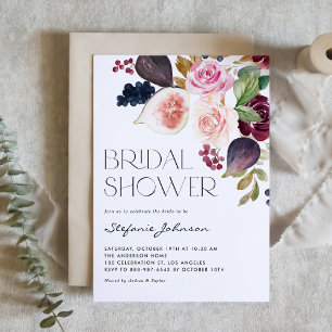 Invitation Fig aquarelle et Fête des mariées florale de Berry