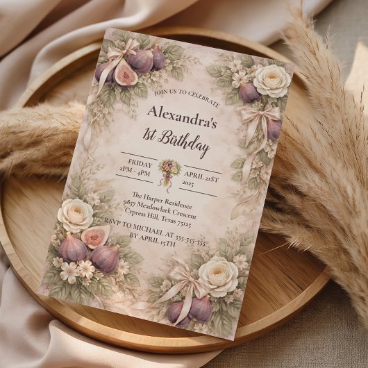 Invitation Fig Garden Vintage 1st Birthday