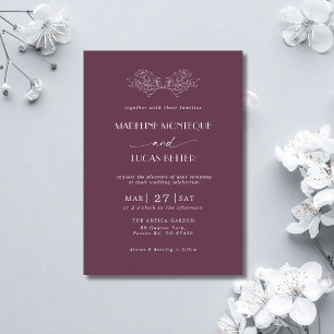 Invitation Fig & White Holly Tree Leaves Mariage Propre