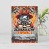 Invitation Fighter Fighter Masque Feu Service anniversaire (Debout devant)