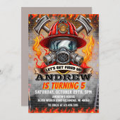Invitation Fighter Fighter Masque Feu Service anniversaire (Devant / Derrière)