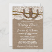 Invitation Fil à cheval rustique sur Burlap & Wedding shower  (Devant)