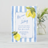 Invitation Fil à la main bleu rayures citrons italien mariage (Debout devant)