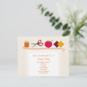 Invitation Fil de couture de partie, ciseaux, coussin de Pin, (Debout devant)