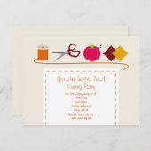 Invitation Fil de couture de partie, ciseaux, coussin de Pin, (Devant / Derrière)