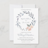 Invitation fil d'eau floral bleu et rose poussiéreux (Devant)