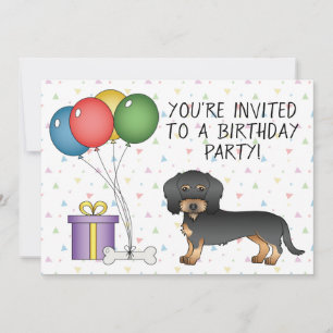 Invitation Fil noir et tan Haired Dachshund Chien - Anniversa