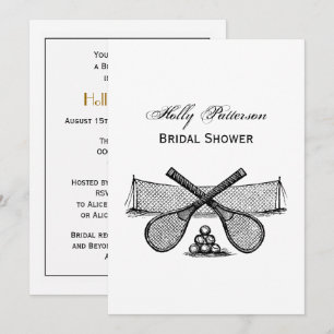 Invitation Filet de tennis vintage sportif, raquettes croisée