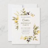Invitation Filiale florale de citrons botaniques anniversaire (Devant)