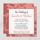 Invitation Filigrane de corail bohème Mariage moderne (Devant / Derrière)