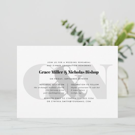 Invitation Filigrane | Repas de répétition Monogramme moderne