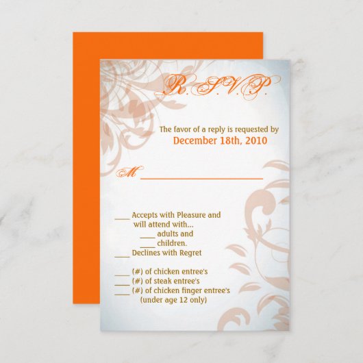 Invitation Filigree Automne Swirl 3.5x5 R.S.V.P. (Devant / Derrière)