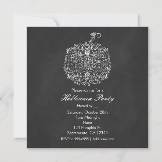 Invitation Filigree Chalkboard Automne Citrouille Automne Inv (Devant)
