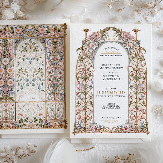 Invitation Filigree Rococo Mariage Floral Arch